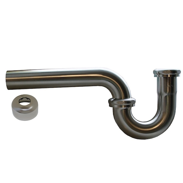 Chrome Plated 1-1/4in. OD Brass Tubular P-Trap with Box Escutcheon